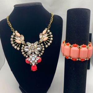 Pink Statement Necklace & Bracelet
